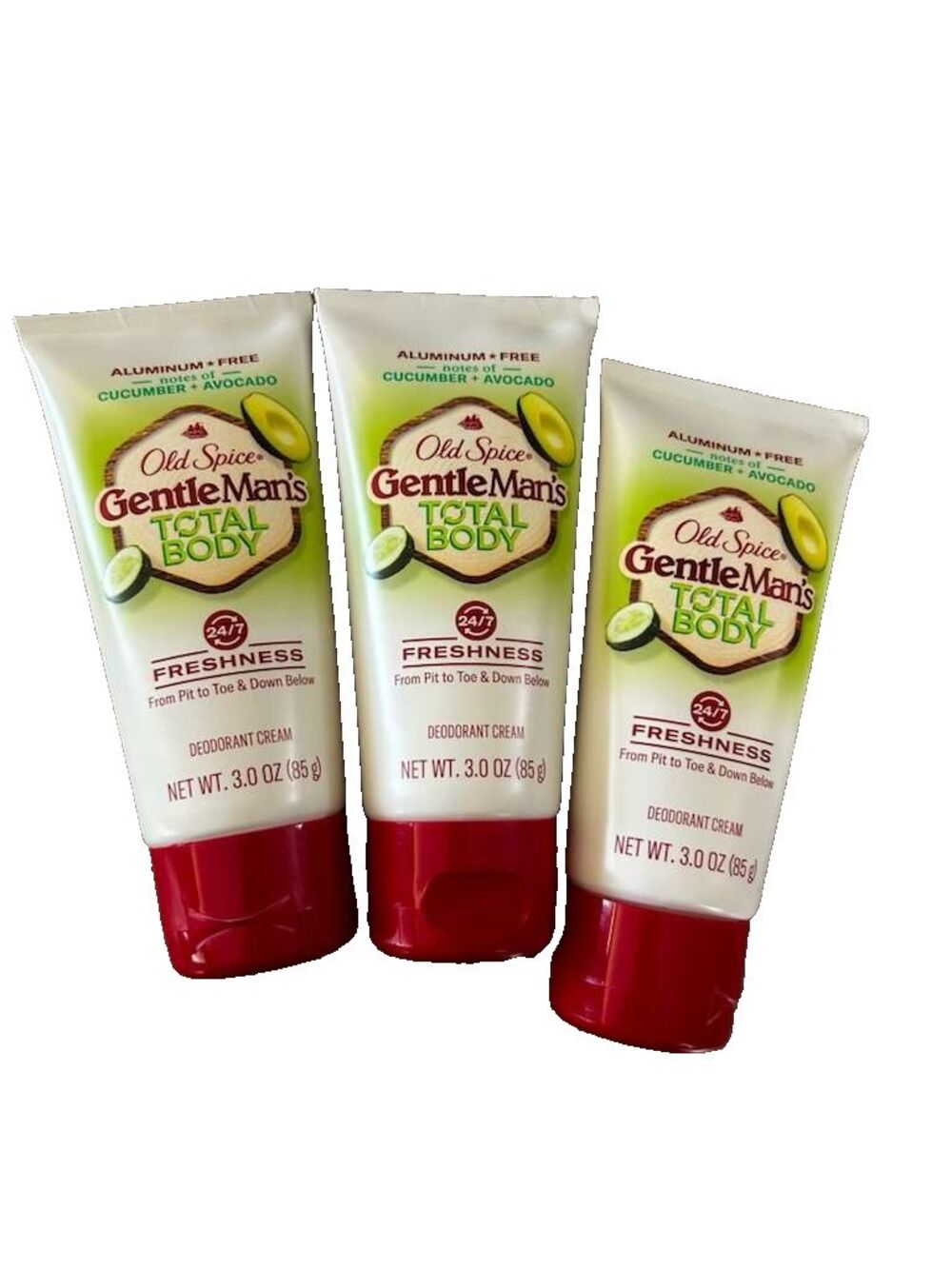 Old Spice Whole Body Deodorant Cream for Men, 3 oz Cucumber Avocado 3 pack